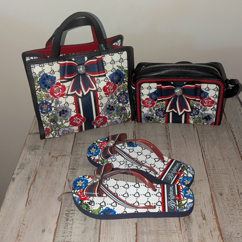 Brighton Bundle of 2 Handbags and a Pair of Size 6 Slides